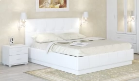 Кровать Локарно Экокожа, 140х200 (Белая)
